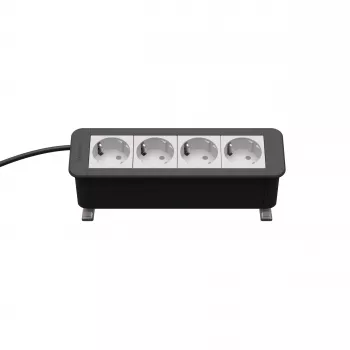 Kindermann CP Office Desk modulo di alimentazione 4-Way (4 x Schuko, cavo 3 m, argento/nero)
