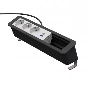 Kindermann CP Office Desk 6-f 3xStr 1xUSB A/C pannello di connettività da tavolo argento/nero