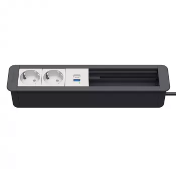 Kindermann CP Office telaio a 6 posti con 2x alimentazione e 1x funzione di ricarica USB, argento