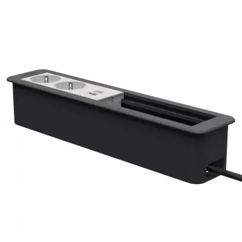 Kindermann CP Office telaio a 6 posti con 2x alimentazione e 1x funzione di ricarica USB, argento