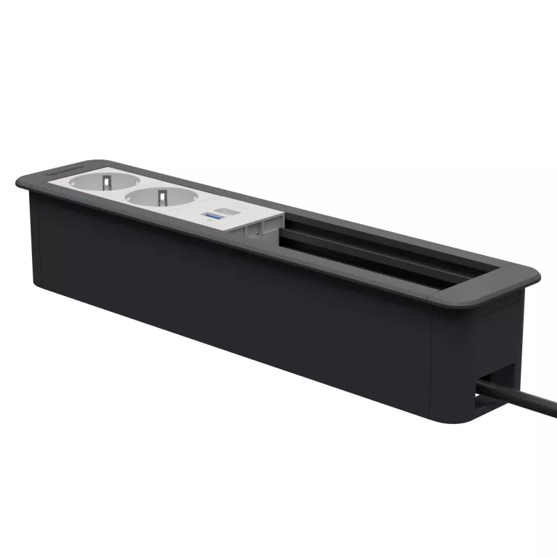Kindermann CP Office telaio a 6 posti con 2x alimentazione e 1x funzione di ricarica USB, argento