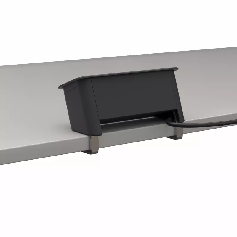 Kindermann CP Office Desk ciabatta 3 prese con 3 prese Schuko, cavo 2m, argento/nero