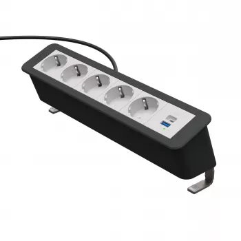 Kindermann CP Office Desk ciabatta 5x Schuko 1x USB-A 3m nero