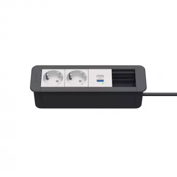 Kindermann CP Office Frame a 4 posti 2x Schuko 1x USB-C PD modulo alimentazione e dati per tavolo