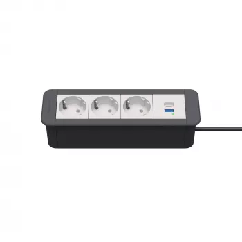 Kindermann CP Office Frame a 4 posti 3x Schuko 1x USB-C PD modulo di connessione per tavolo