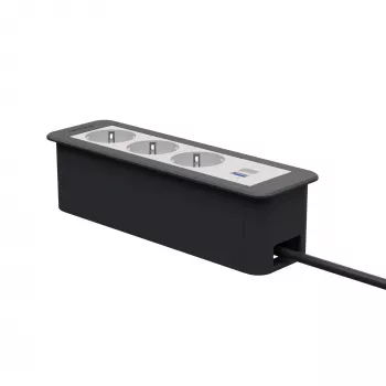 Kindermann CP Office Frame a 4 posti 3x Schuko 1x USB-C PD modulo di connessione per tavolo