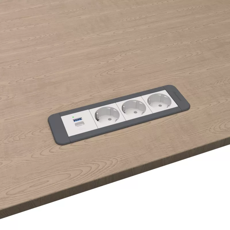 Kindermann CP Office Frame a 4 posti 3x Schuko 1x USB-C PD modulo di connessione per tavolo