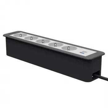 Kindermann CP Office Frame 6 posti 5x presa di alimentazione 1x caricatore USB-A nero (7551000325)