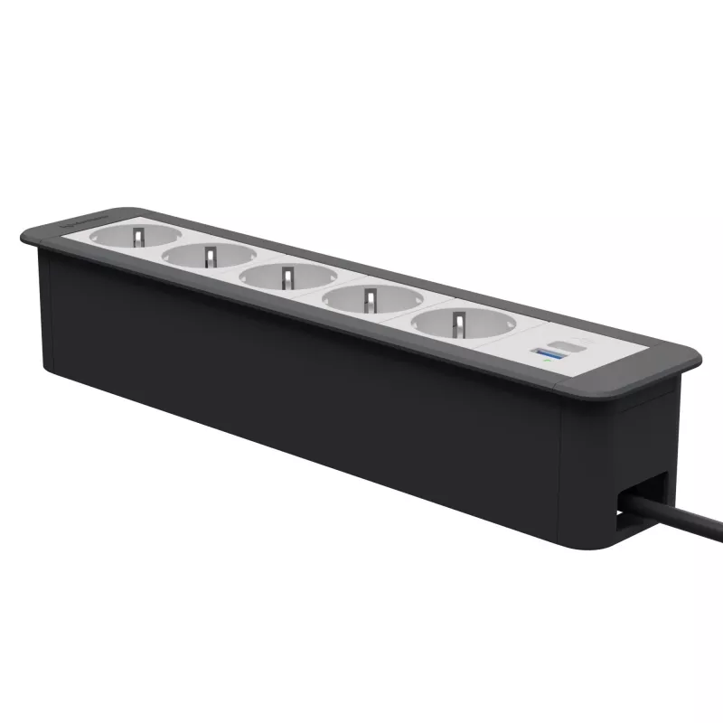 Kindermann CablePort Office Frame 6 posti 5x Schuko 1x USB-C PD 60W argento