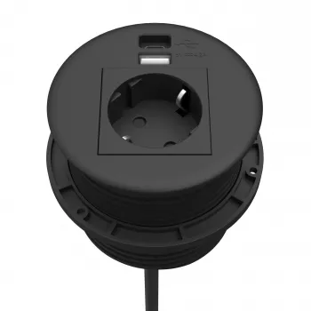 Kindermann CablePort tavolo nero (STS-R90-2 nero) - corpo pannello di connessione da tavolo