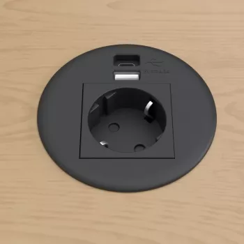 Kindermann CablePort tavolo nero (STS-R90-2 nero) - corpo pannello di connessione da tavolo