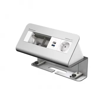 Kindermann CablePort desk a 4 posti 1x presa Schuko 1x ricarica USB-A argento