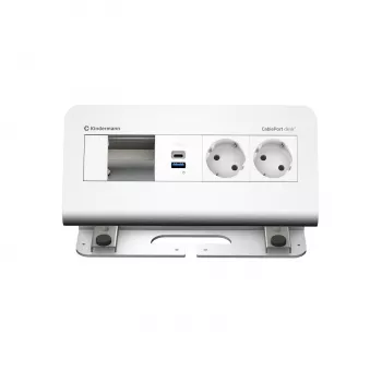Kindermann CablePort desk a 4 posti 2x alimentazione 2x USB modulo di connessione per tavolo, alluminio