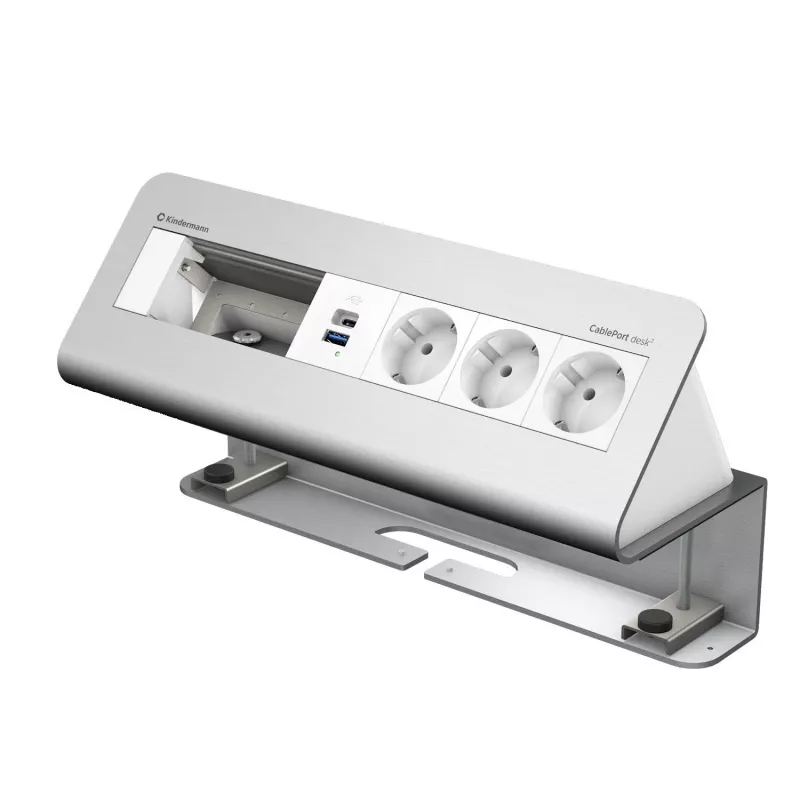 Kindermann CablePort desk a 6 posti 3x alimentazione USB modulo a morsetto per tavolo (7430001163)