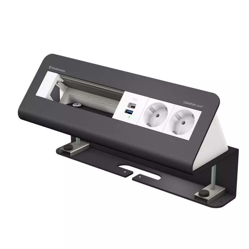 Kindermann CablePort desk² 6 posti 2x presa USB modulo a morsetto da tavolo