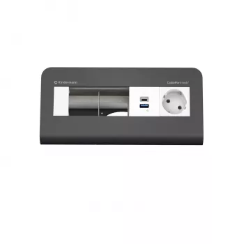 Kindermann CP desk² 80 4 posti pannello di connessione da tavolo con 1x alimentazione e 1x USB-A, argento/nero