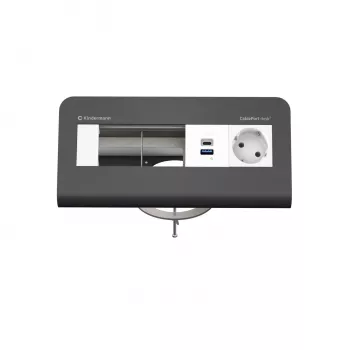Kindermann CP desk² 80 4 posti pannello di connessione da tavolo con 1x alimentazione e 1x USB-A, argento/nero
