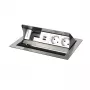 Kindermann CP Standard VA 4f. pannello di connessione per scrivania con 2x prese Schuko e 1x porta di ricarica USB-A, argento/nero