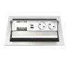Kindermann CP Standard VA 4f. pannello di connessione per scrivania con 2x prese Schuko e 1x porta di ricarica USB-A, argento/nero