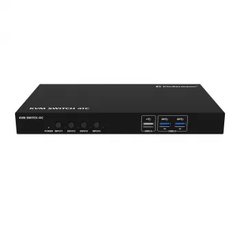 Kindermann KVM Switch 41C - switch KVM digitale 4 porte con DVI-D, USB, audio, emulazione EDID