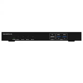Kindermann KVM Switch 41C - switch KVM digitale 4 porte con DVI-D, USB, audio, emulazione EDID