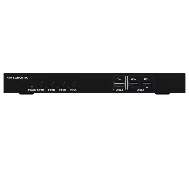 Kindermann KVM Switch 41C - switch KVM digitale 4 porte con DVI-D, USB, audio, emulazione EDID