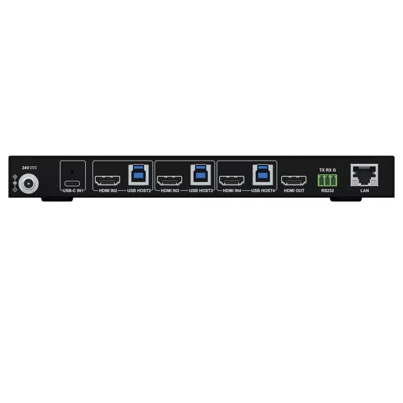 Kindermann KVM Switch 41C - switch KVM digitale 4 porte con DVI-D, USB, audio, emulazione EDID