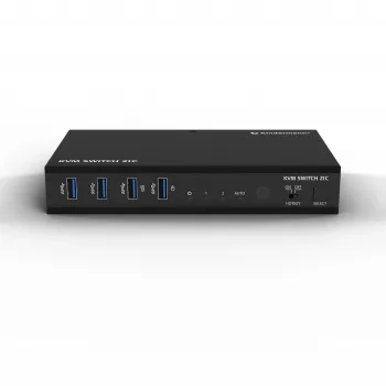 Kindermann KVM Switch 21C - switch KVM DVI-I 2 porte con audio e hub USB