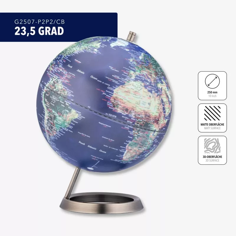 TROIKA Globe 23.5 Degrees (G2507-P2P2/CB) - globo da scrivania fermacarte, base cromata, 60mm