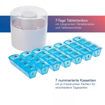 First Aid Only Portapillole con taglia compresse blu bianco