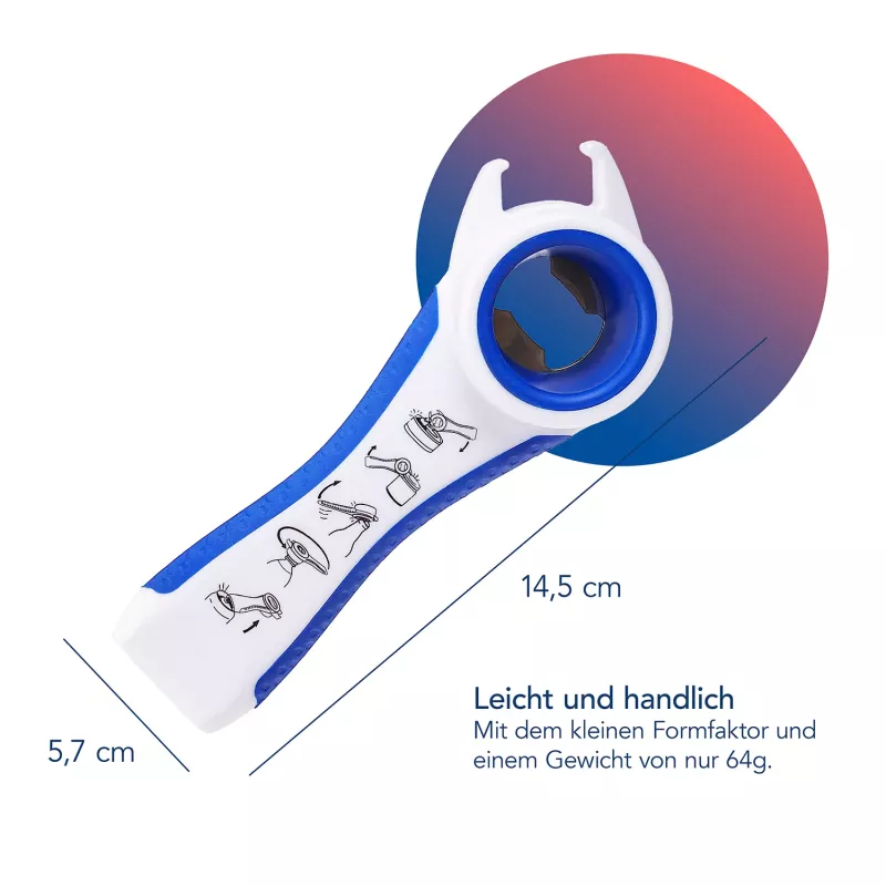 First Aid Only Apri 5-in-1 per bottiglie e barattoli, bianco/blu, riduce lo sforzo