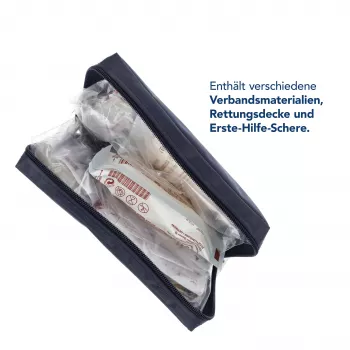 First Aid Only kit di primo soccorso per moto DIN 13167 blu con giubbotto di segnalazione