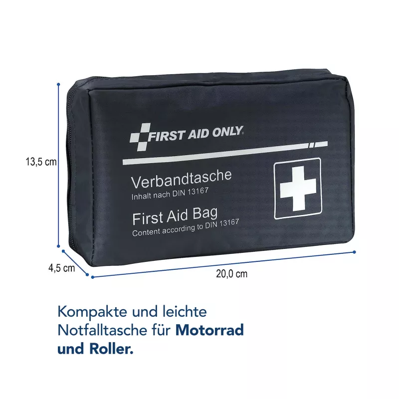 First Aid Only kit di primo soccorso per moto DIN 13167 blu con giubbotto di segnalazione