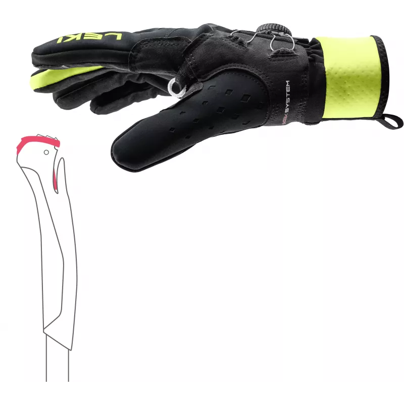 LEKI PRC Boa Shark guanti da sci nordico - nero/giallo neon, taglia L