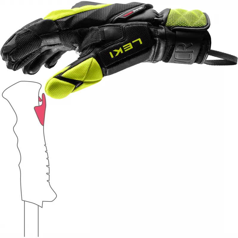 LEKI WCR Venom SL 3D Guanti da sci racing nero/giallo taglia 10.0 (XL)