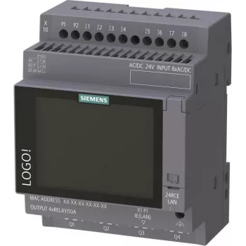 Siemens LOGO! 24 RCE modulo logico con display, 24V AC/DC, 8 ingressi digitali, 4 uscite a relè, Ethernet