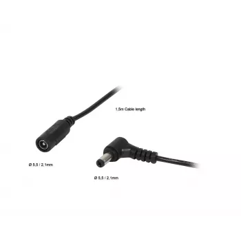 ALLNET cavo di prolunga DC 5,1 mm x 2,1 mm connettore femmina a connettore maschio 1,5 m nero (ALL-Adapt-Ext5-10-1500)
