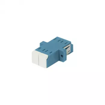 SYNERGY21 adattatore in fibra ottica LC/LC monomodale OS2 9/125µm duplex blu PVC bussola in ceramica flangia con sportello di protezione laser su un lato