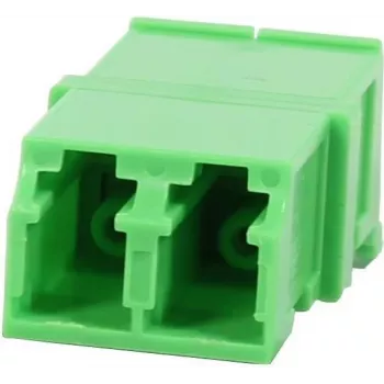 Synergy 21 S215678 adattatore accoppiatore fibra ottica LC/APC duplex monomodale 9/125µm ceramica PVC senza flangia verde con shutter di protezione laser