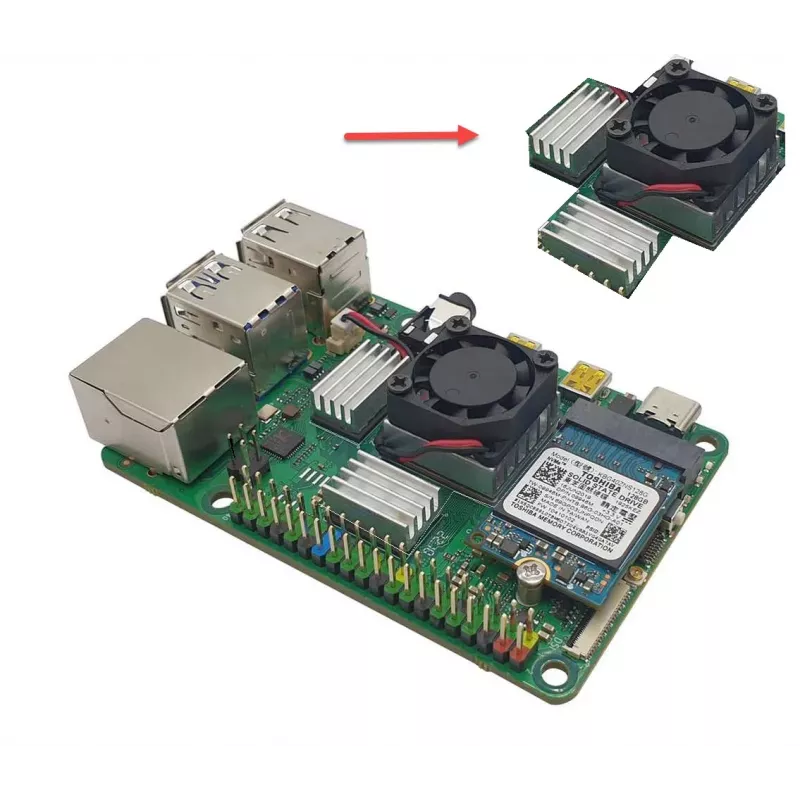 Set dissipatore ALLNET Rock Pi 4C+ (Rock4C+Heat-Set) - kit di raffreddamento passivo per Radxa Rock Pi 4C Plus