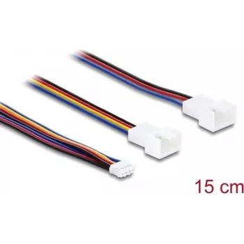 Cavo ventola a Y Delock 1 x connettore femmina JST PH 4 pin PWM a connettore maschio + connettore maschio 4 pin (3 pin collegati) 15 cm