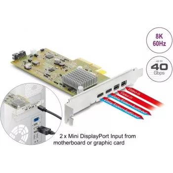 Scheda Delock PCI Express x4 a 2 x USB Type-C esterni 40 Gbps (DP Alt Mode) femmina - formato Low Profile