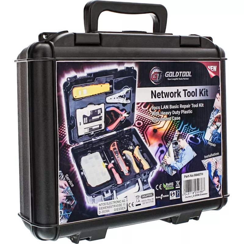 Kit di installazione base rete Goldtool LAN con tester
