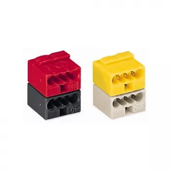 WAGO 243-212 Series 243 Morsetto femmina a presa a 4 conduttori PUSH WIRE, 0,8 mm, grigio chiaro/giallo