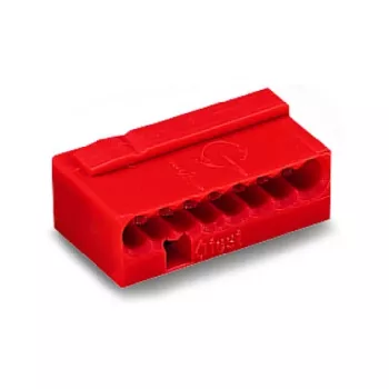 Morsetto di connessione WAGO 243-808 PUSH WIRE® per scatole di derivazione, 8 conduttori, rosso, 0,5-2,5 mm²