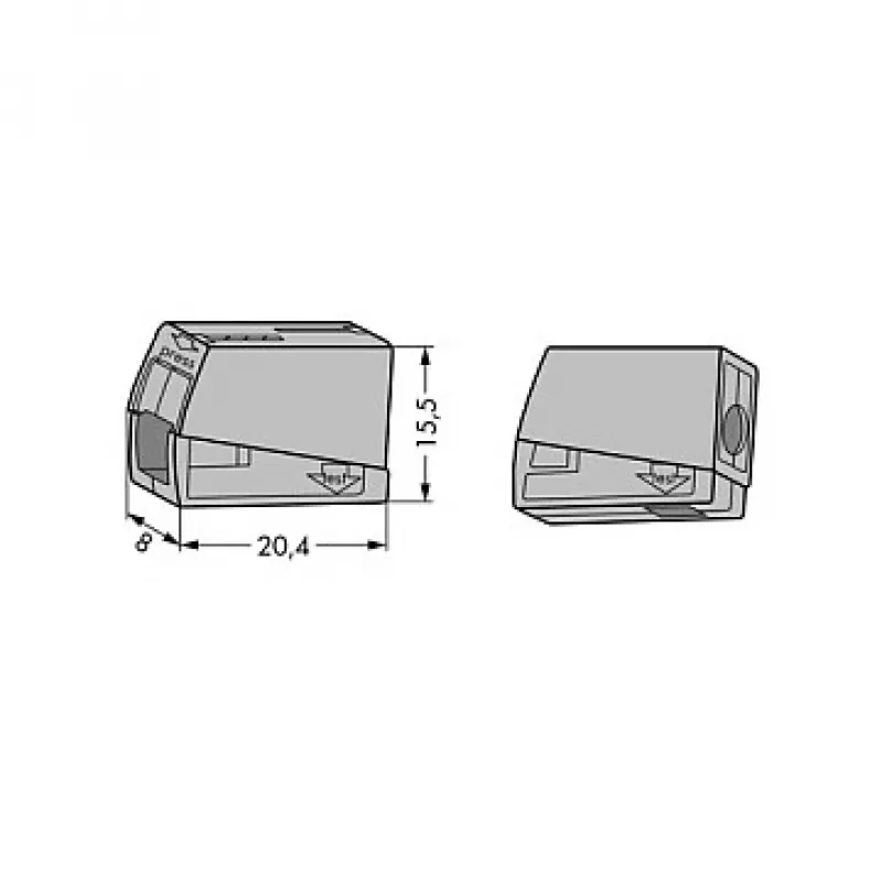 Morsetto WAGO 224-101 a 1 conduttore 2 vie push-in CAGE CLAMP, 400 V, 24 A, 0,5-2,5 mm², trasparente/grigio