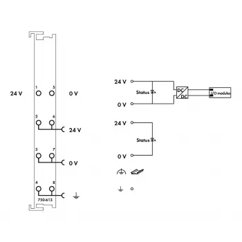 WAGO 750-613 blocco morsetti a 4 conduttori, grigio, CAGE CLAMP, 0,08-2,5 mm², guida DIN-35