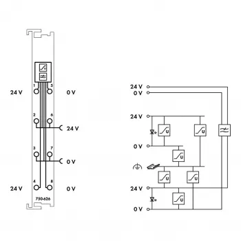WAGO 750-626 Modulo filtro di alimentazione 24 V DC, CAGE CLAMP, grigio