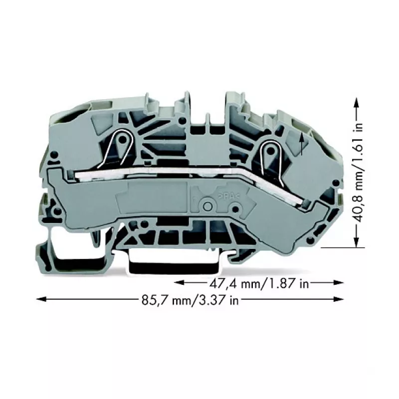 WAGO 2016-7601 morsetto passante, 2 conduttori, 16 mm², 800 V, grigio