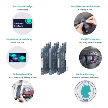 Siemens SIRIUS 3RQ4 relè accoppiatore a innesto, 230 V AC/DC, 3 NO + 1 NC, collegamento a vite